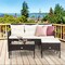Costway 3PCS Patio Rattan Furniture Set 3-Seat Sofa Cushioned Table Garden Turqouise/Grey/Off White/Navy